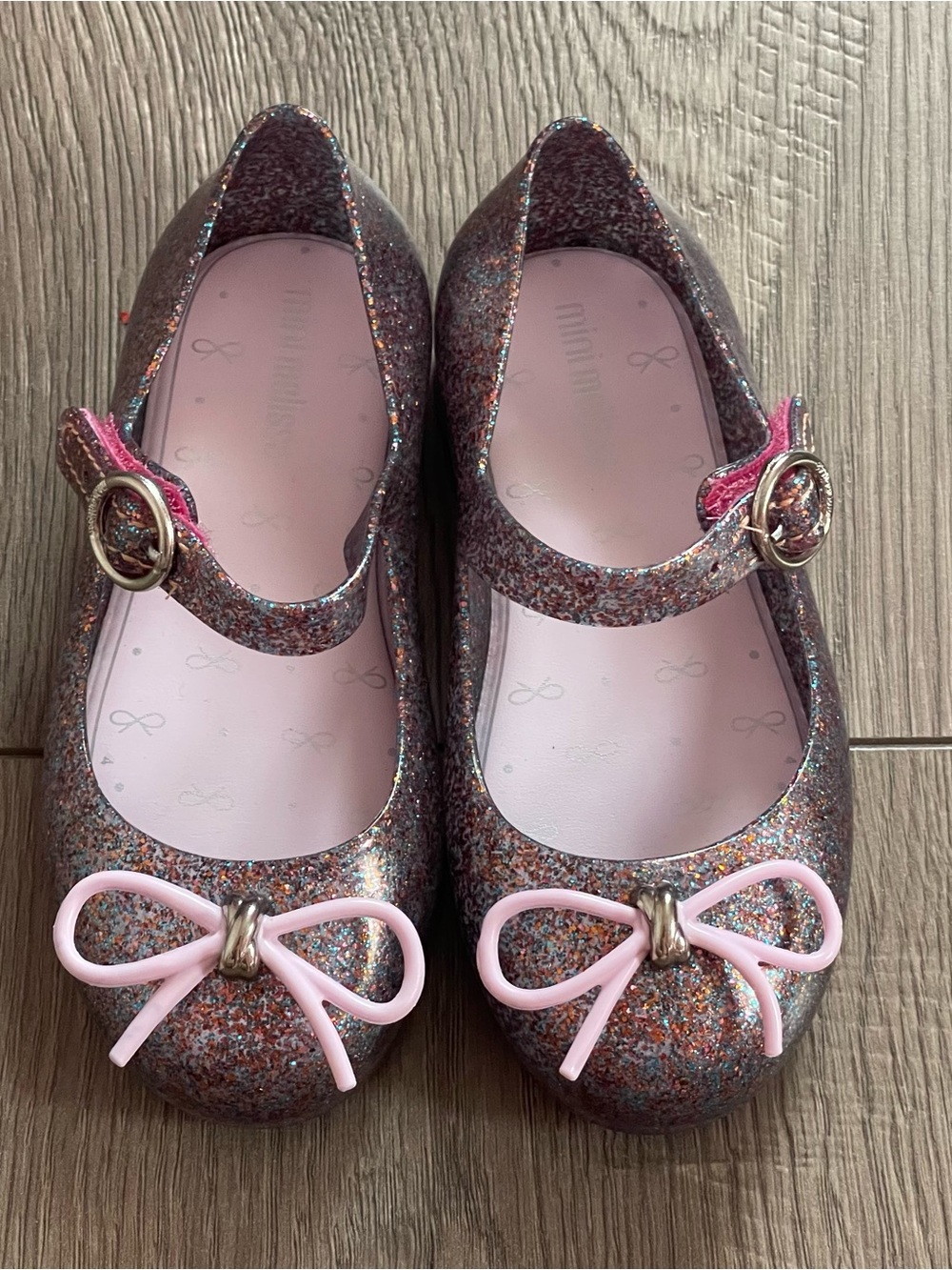 Mini Melissa Sweet Love Glitter Pink Toddler Girl 9 Ballet Flats
